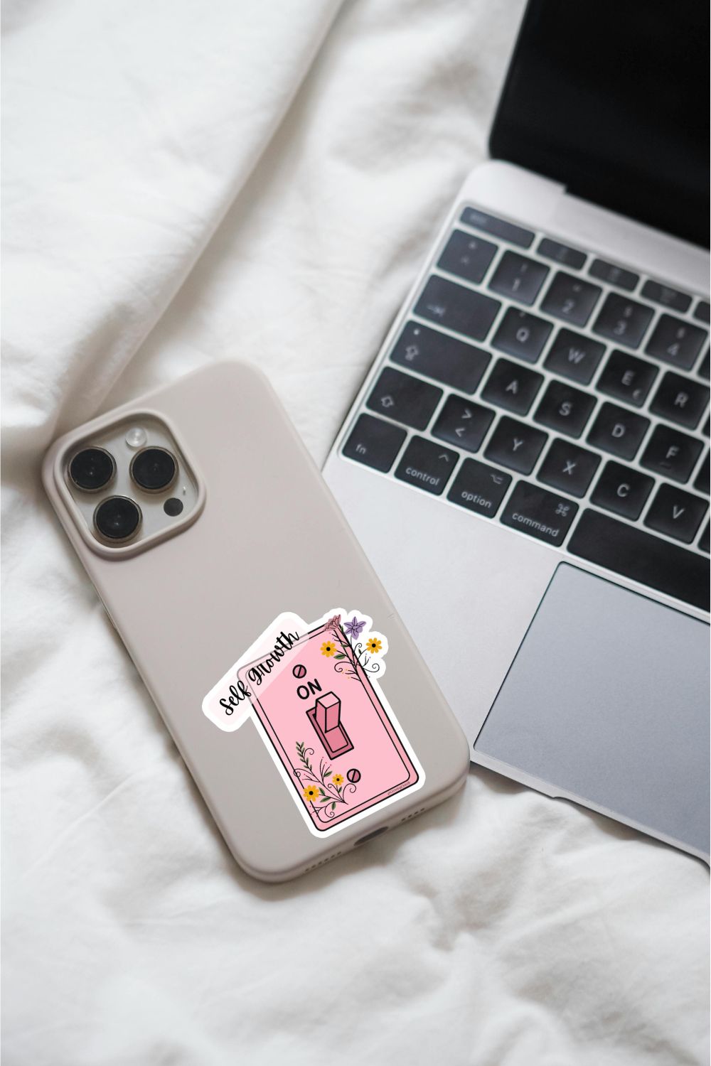 Self Growth Switch Sticker — Pink Floral Motivational Vinyl Decal