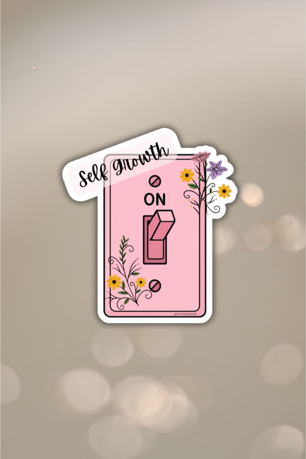 Self Growth Switch Sticker — Pink Floral Motivational Vinyl Decal