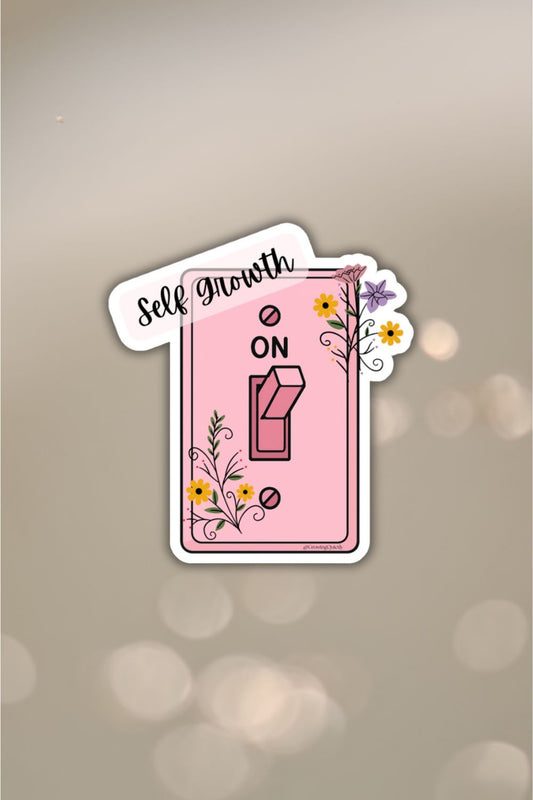 Self Growth Switch Sticker — Pink Floral Motivational Vinyl Decal